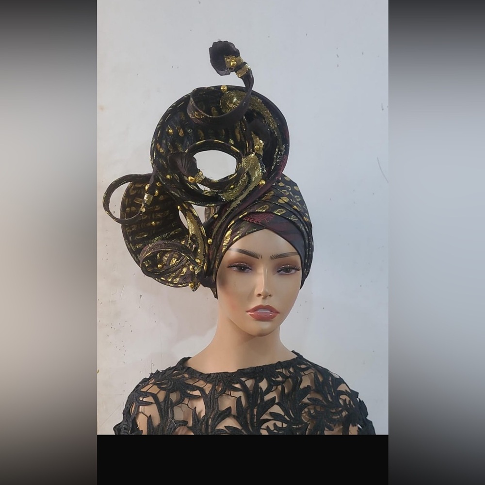 Designer Hat - Rare Elegant Classy One Of A Kind Hand Made Auto Gele

GEL6 0326